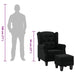 Fauteuil met voetenbankje stof zwart