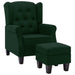 Fauteuil met voetenbankje stof donkergroen