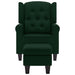 Fauteuil met voetenbankje stof donkergroen