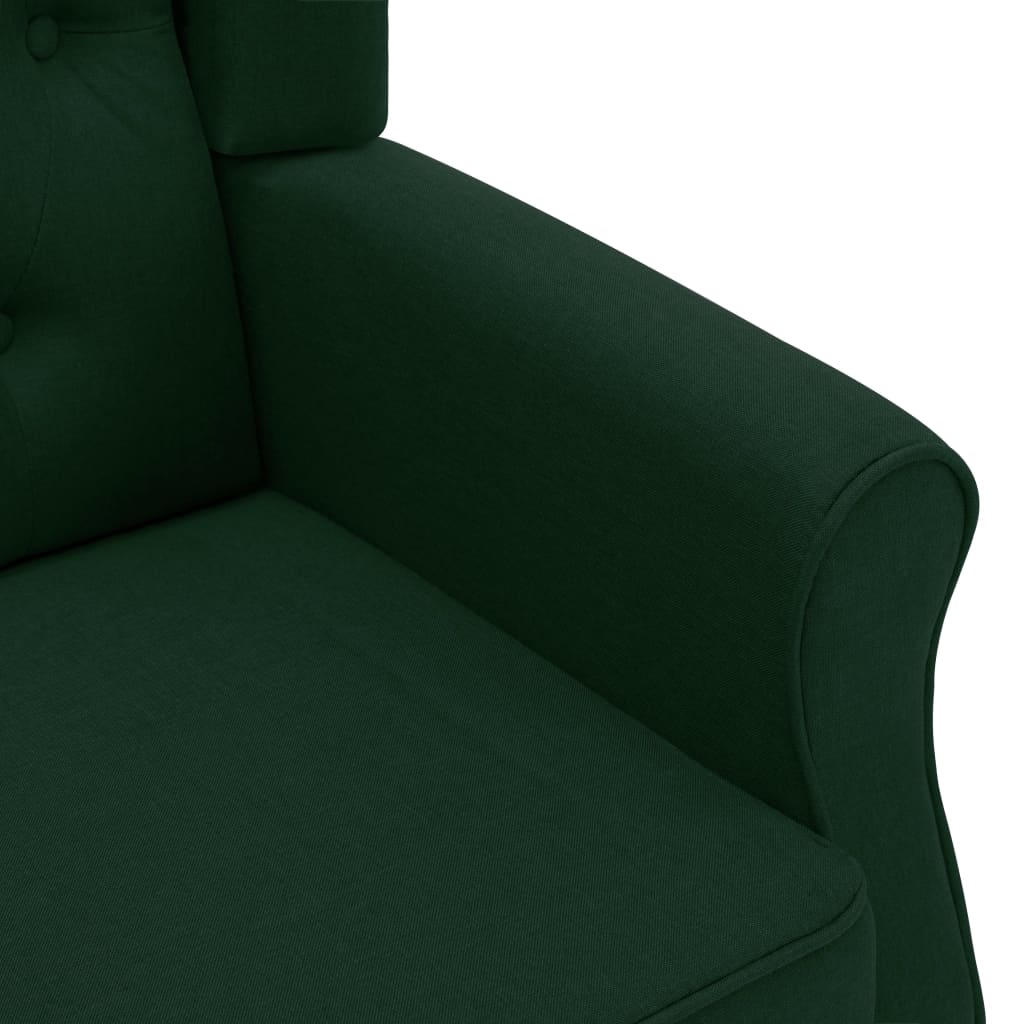 Fauteuil met voetenbankje stof donkergroen