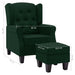 Fauteuil met voetenbankje stof donkergroen