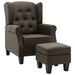 Fauteuil met voetenbankje stof taupe