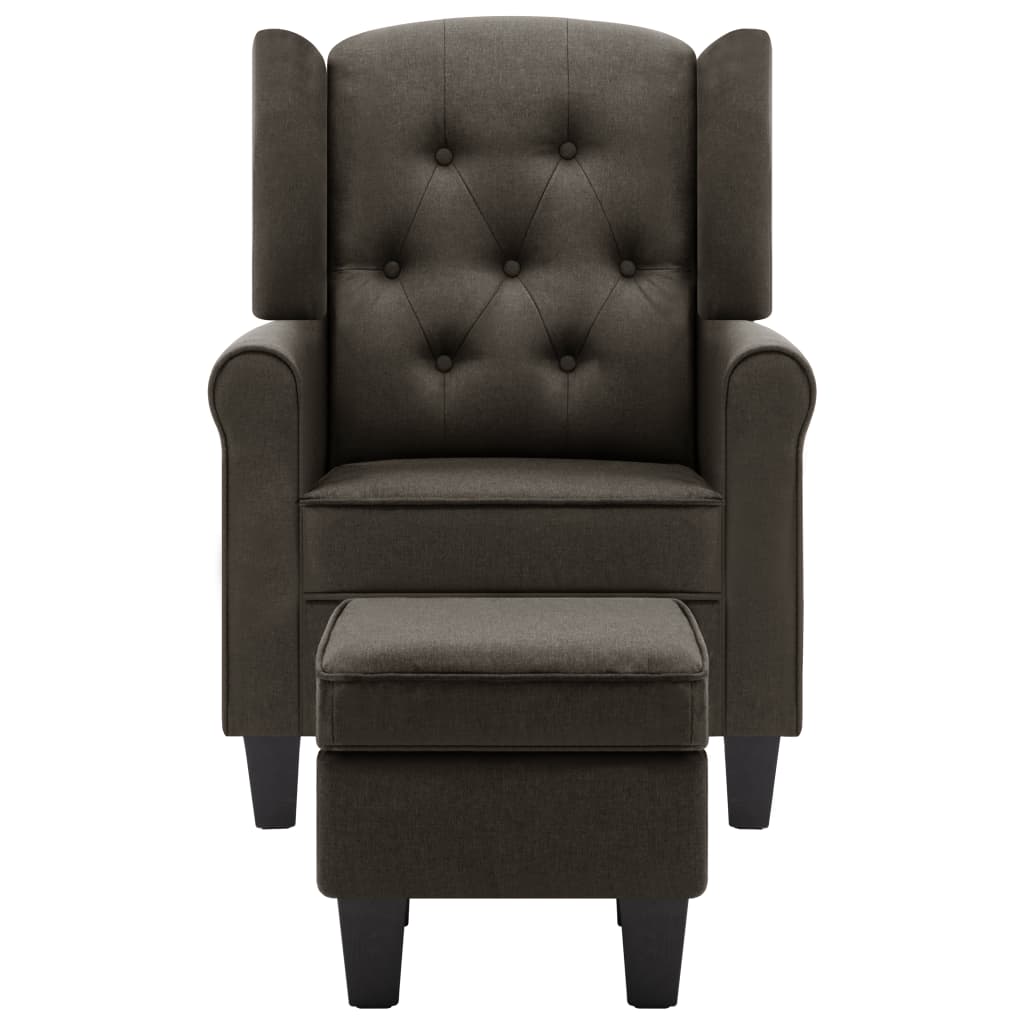 Fauteuil met voetenbankje stof taupe