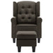 Fauteuil met voetenbankje stof taupe