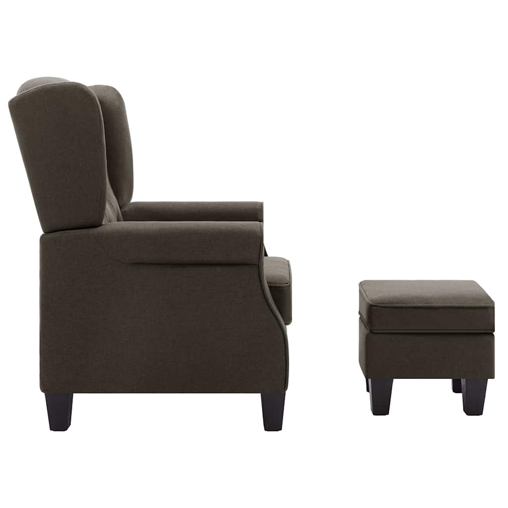 Fauteuil met voetenbankje stof taupe