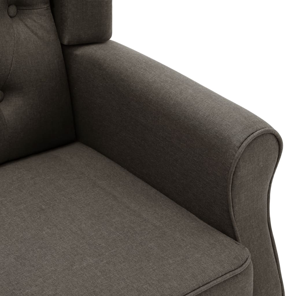 Fauteuil met voetenbankje stof taupe
