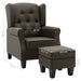 Fauteuil met voetenbankje stof taupe
