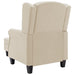 Fauteuil met voetenbankje stof crèmekleurig