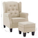 Fauteuil met voetenbankje stof crèmekleurig