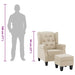 Fauteuil met voetenbankje stof crèmekleurig