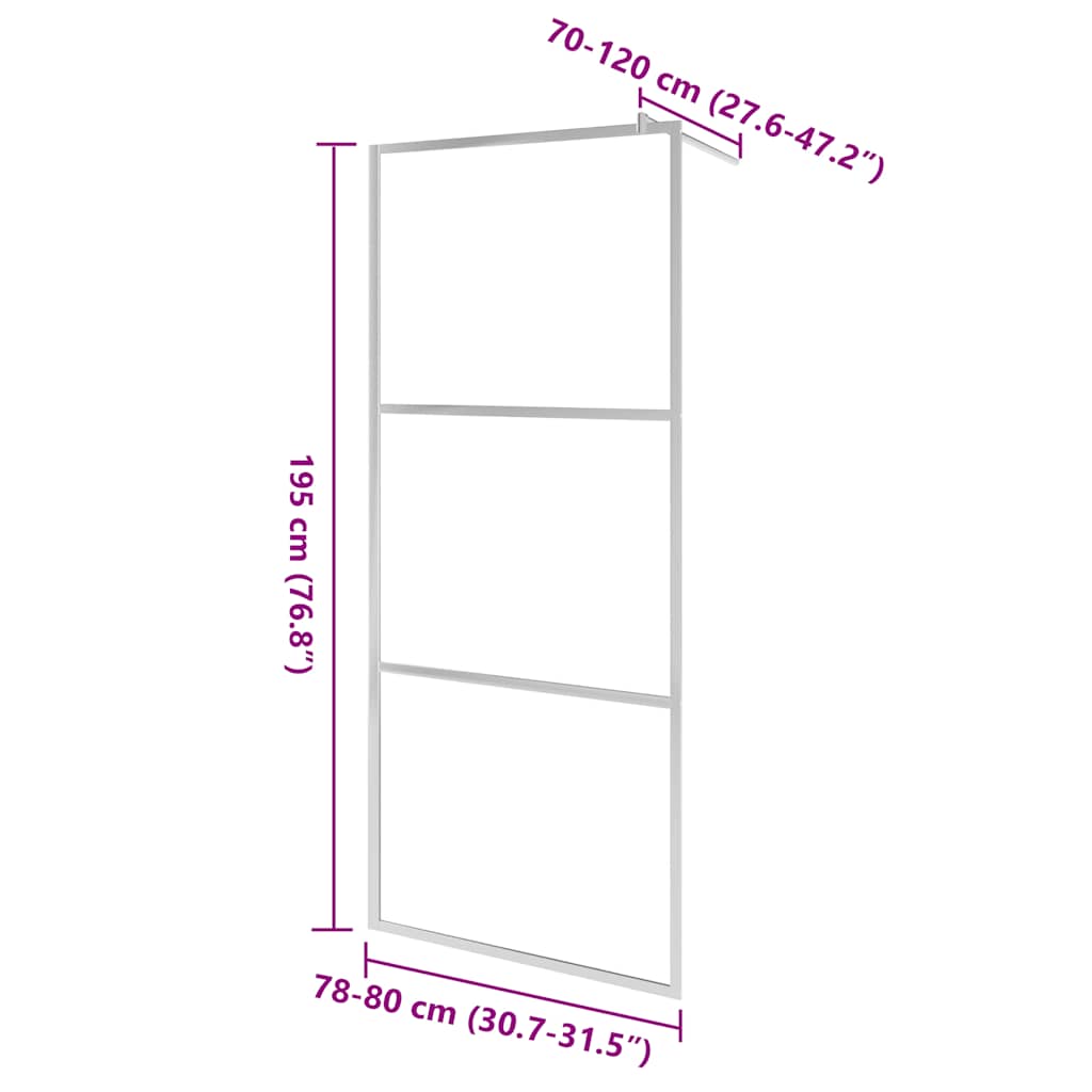 Inloopdouchewand halfmat 80x195 cm ESG-glas