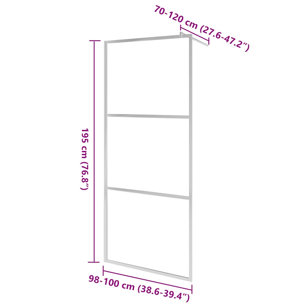 Inloopdouchewand mat 100x195 cm ESG-glas