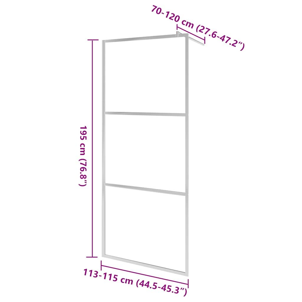 Inloopdouchewand mat 115x195 cm ESG-glas