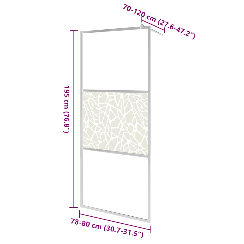 Inloopdouchewand met stenenmotief 80x195 cm ESG-glas