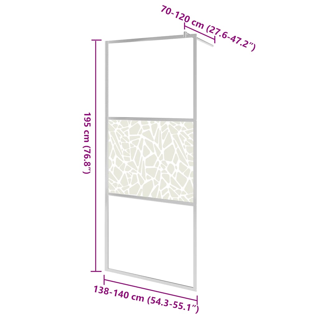Inloopdouchewand met stenenmotief 140x195 cm ESG-glas