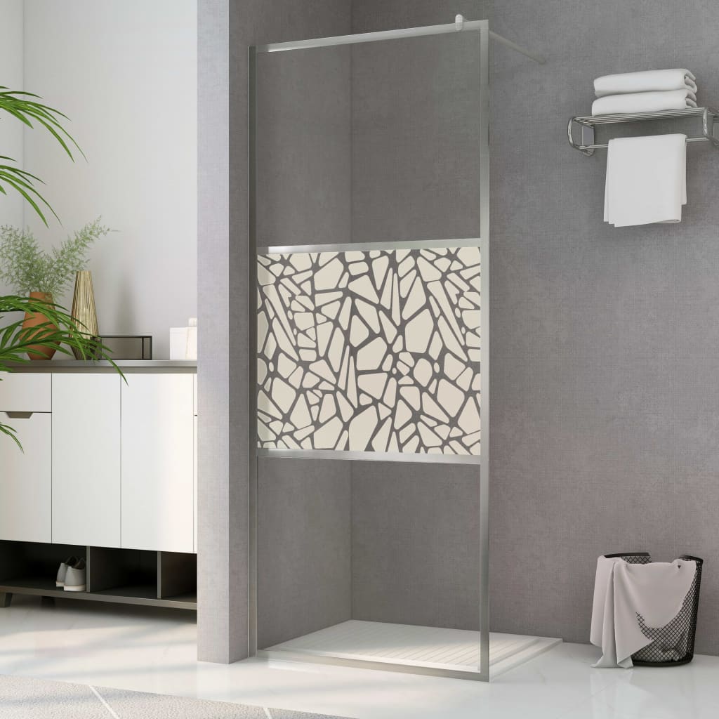 Inloopdouchewand met stenenmotief 140x195 cm ESG-glas