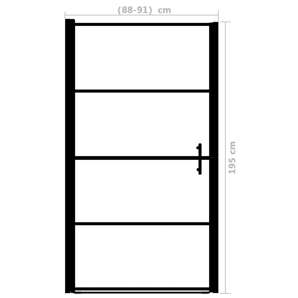 Douchedeur mat 91x195 cm gehard glas zwart
