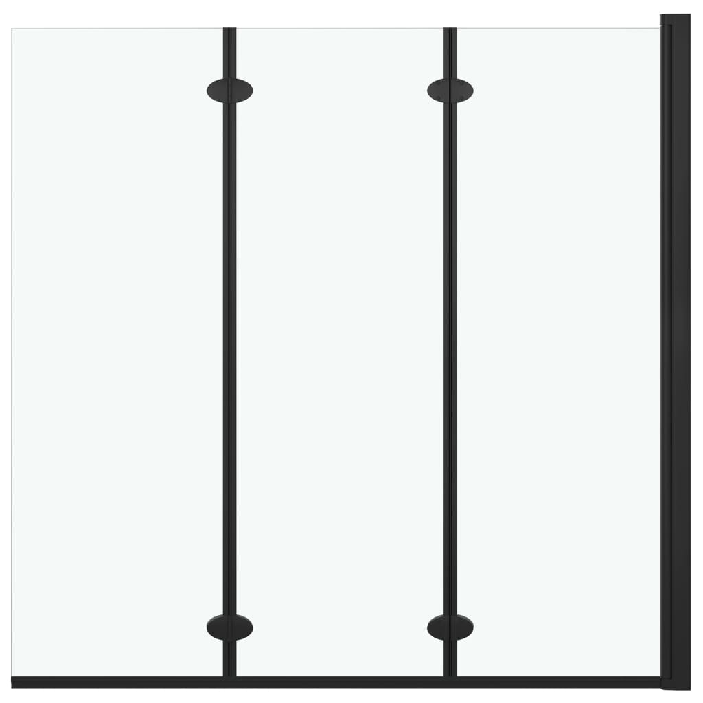 Douchewand inklapbaar 3 panelen 130x138 cm ESG zwart