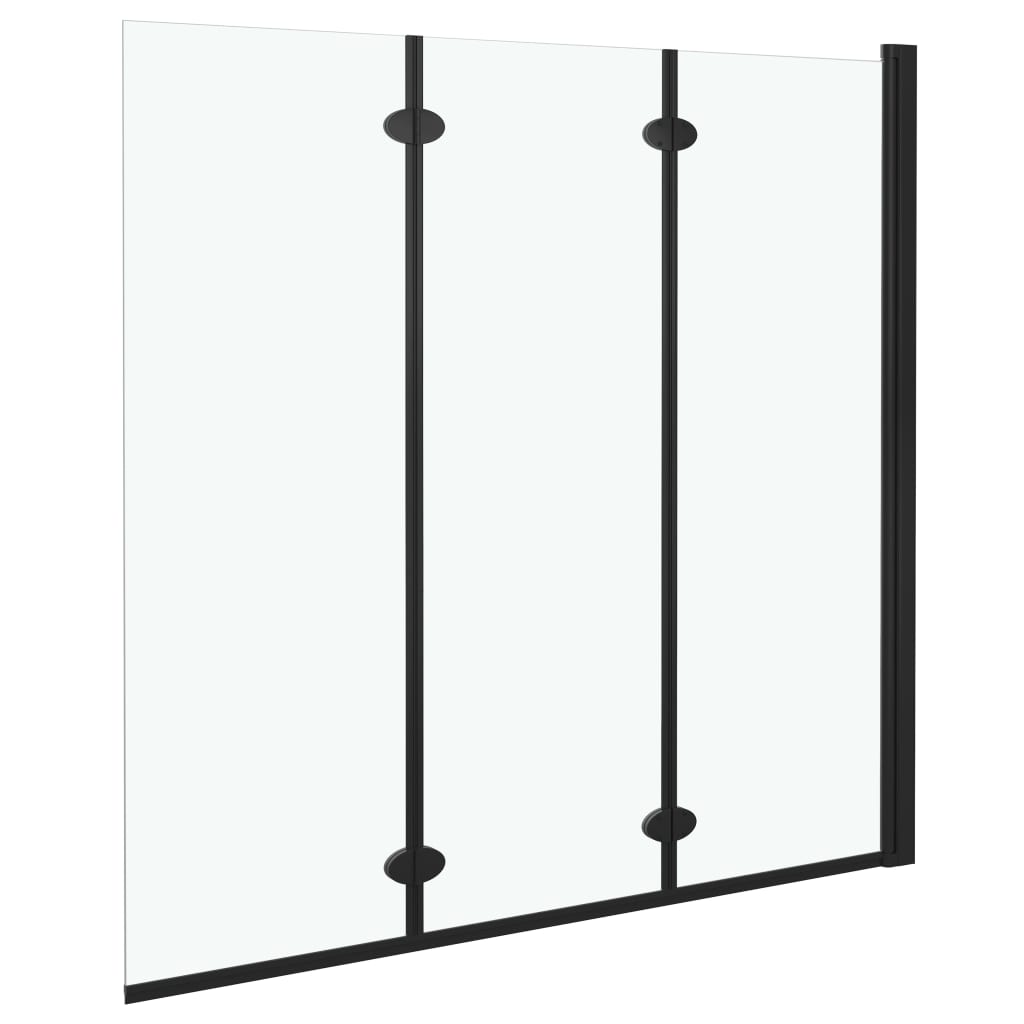 Douchewand inklapbaar 3 panelen 130x138 cm ESG zwart