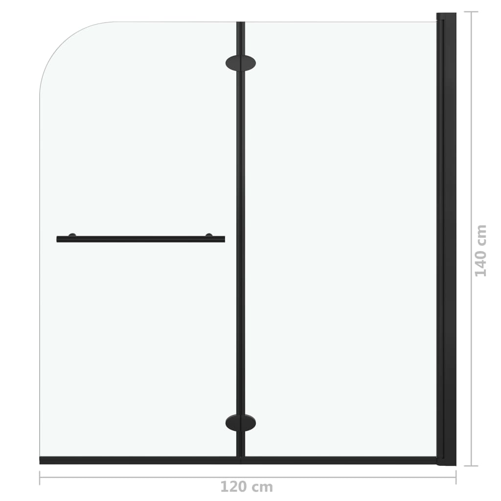 Douchewand inklapbaar 2 panelen 120x140 cm ESG zwart