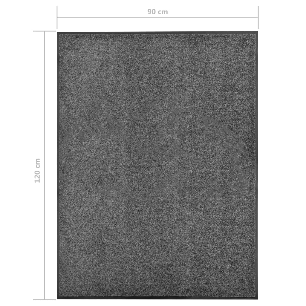 Deurmat wasbaar 90x120 cm antraciet