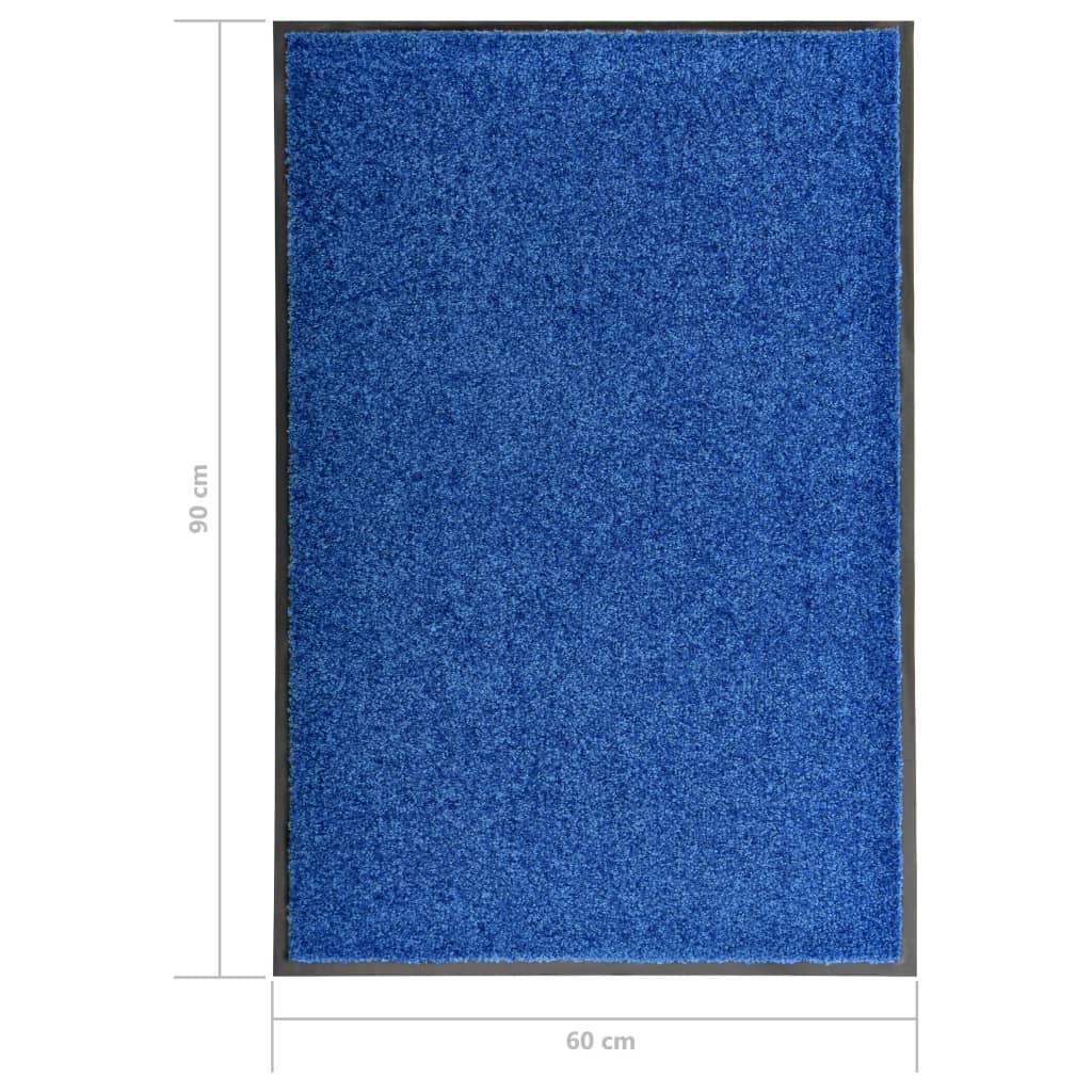 Deurmat wasbaar 60x90 cm blauw