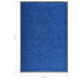 Deurmat wasbaar 60x90 cm blauw
