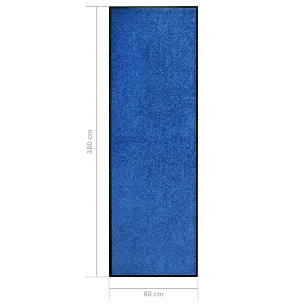 Deurmat wasbaar 60x180 cm blauw