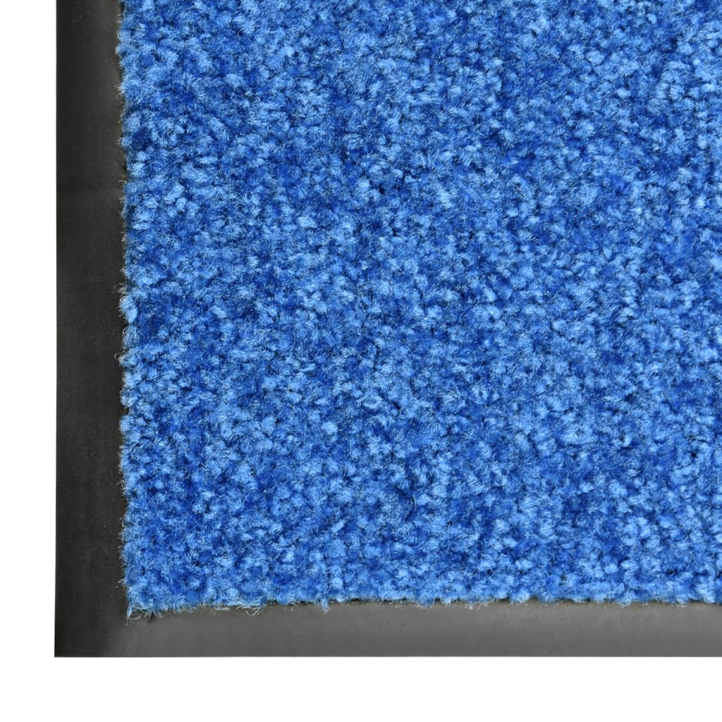 Deurmat wasbaar 90x120 cm blauw