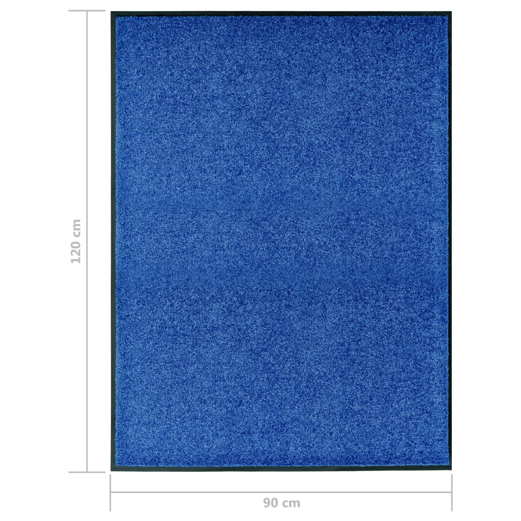 Deurmat wasbaar 90x120 cm blauw