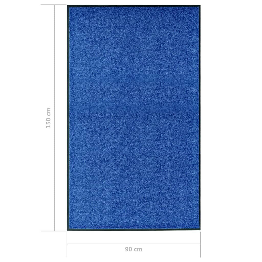 Deurmat wasbaar 90x150 cm blauw