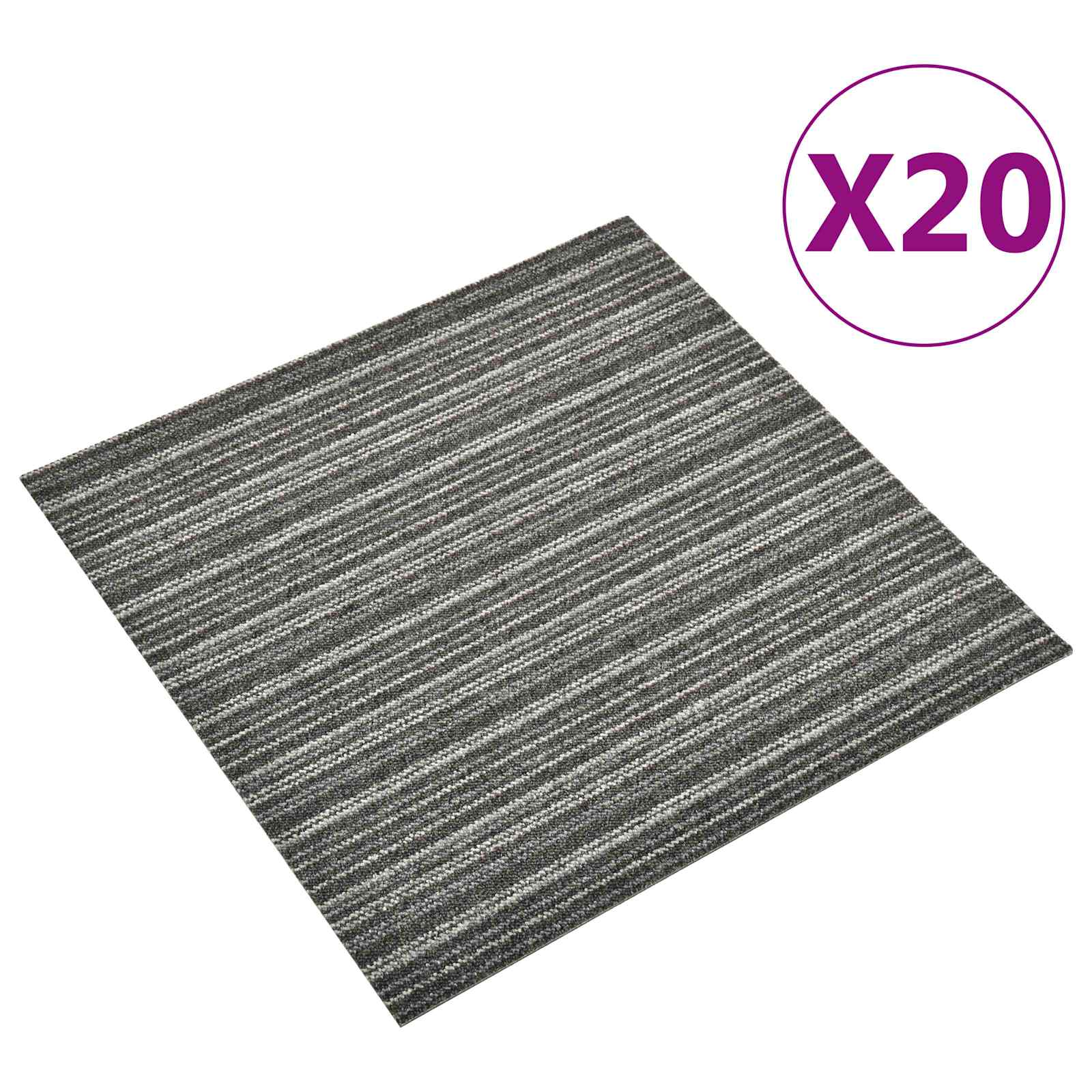 Tapijt 20 st Gestreept Antraciet 50 x 50 cm 100% Polypropyleen