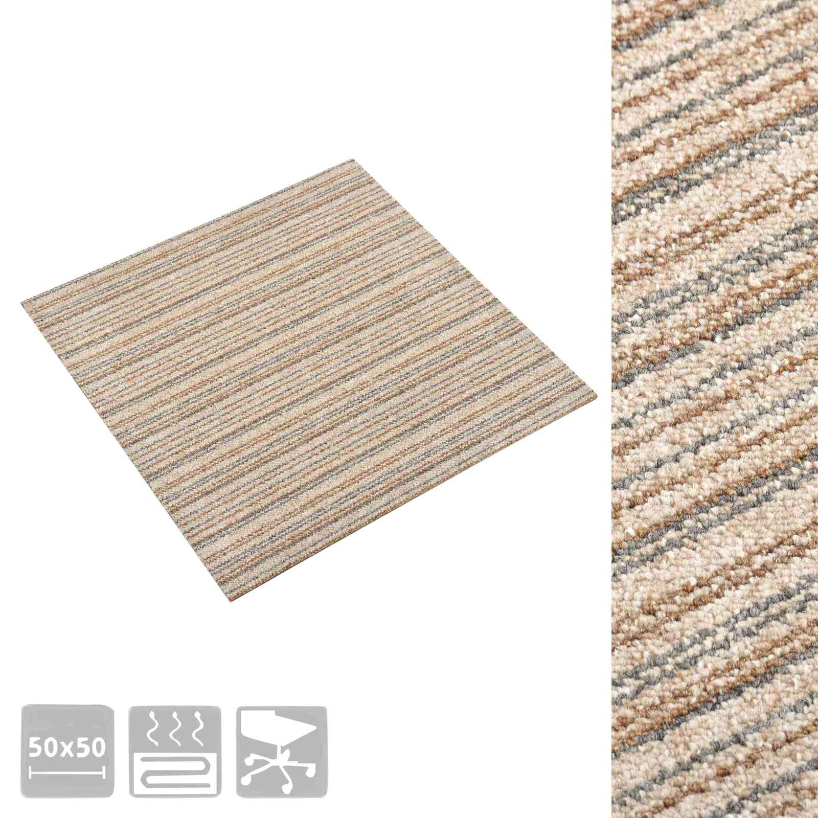Tapijt 20 st Gestreept Beige 50 x 50 cm 100% Polypropyleen