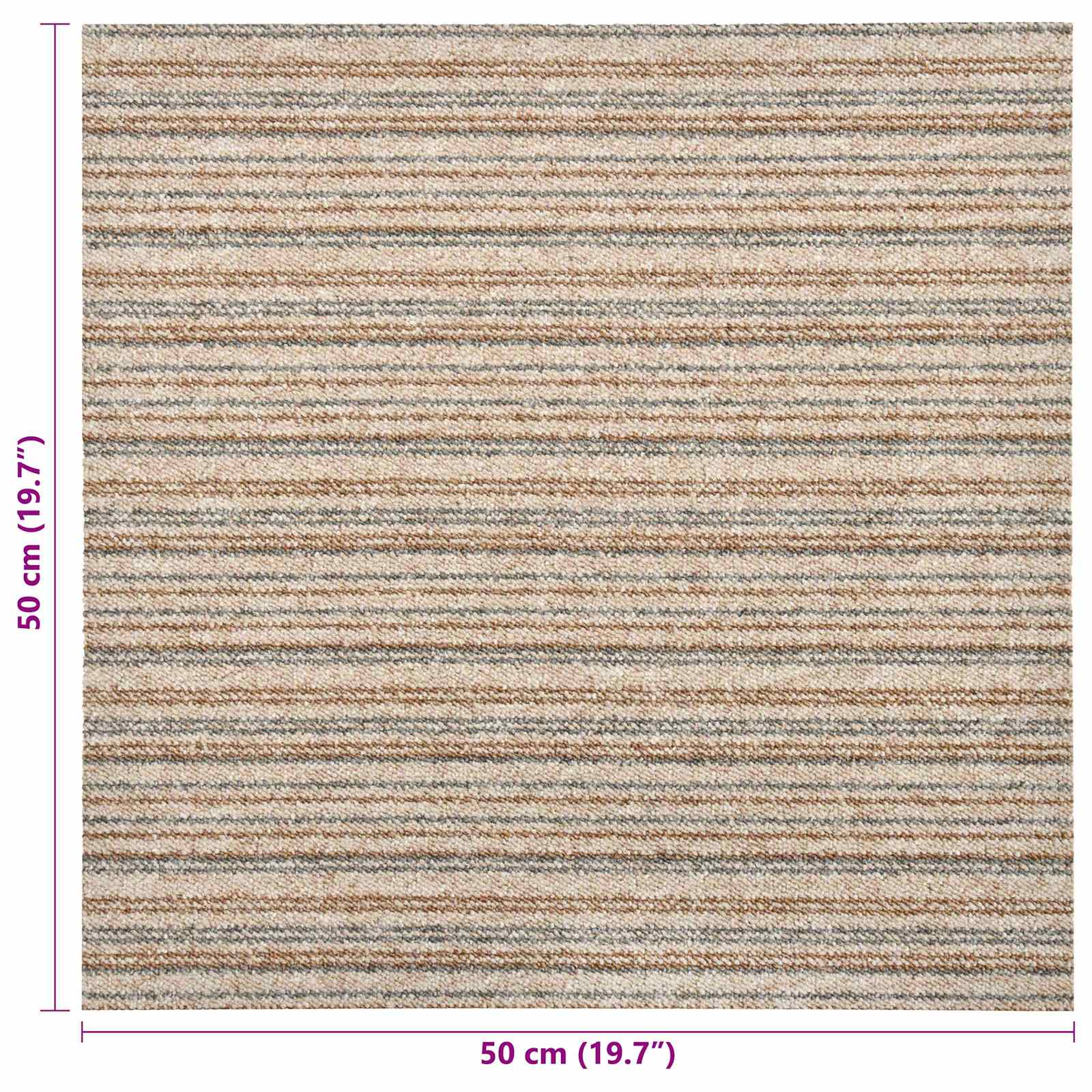 Tapijt 20 st Gestreept Beige 50 x 50 cm 100% Polypropyleen