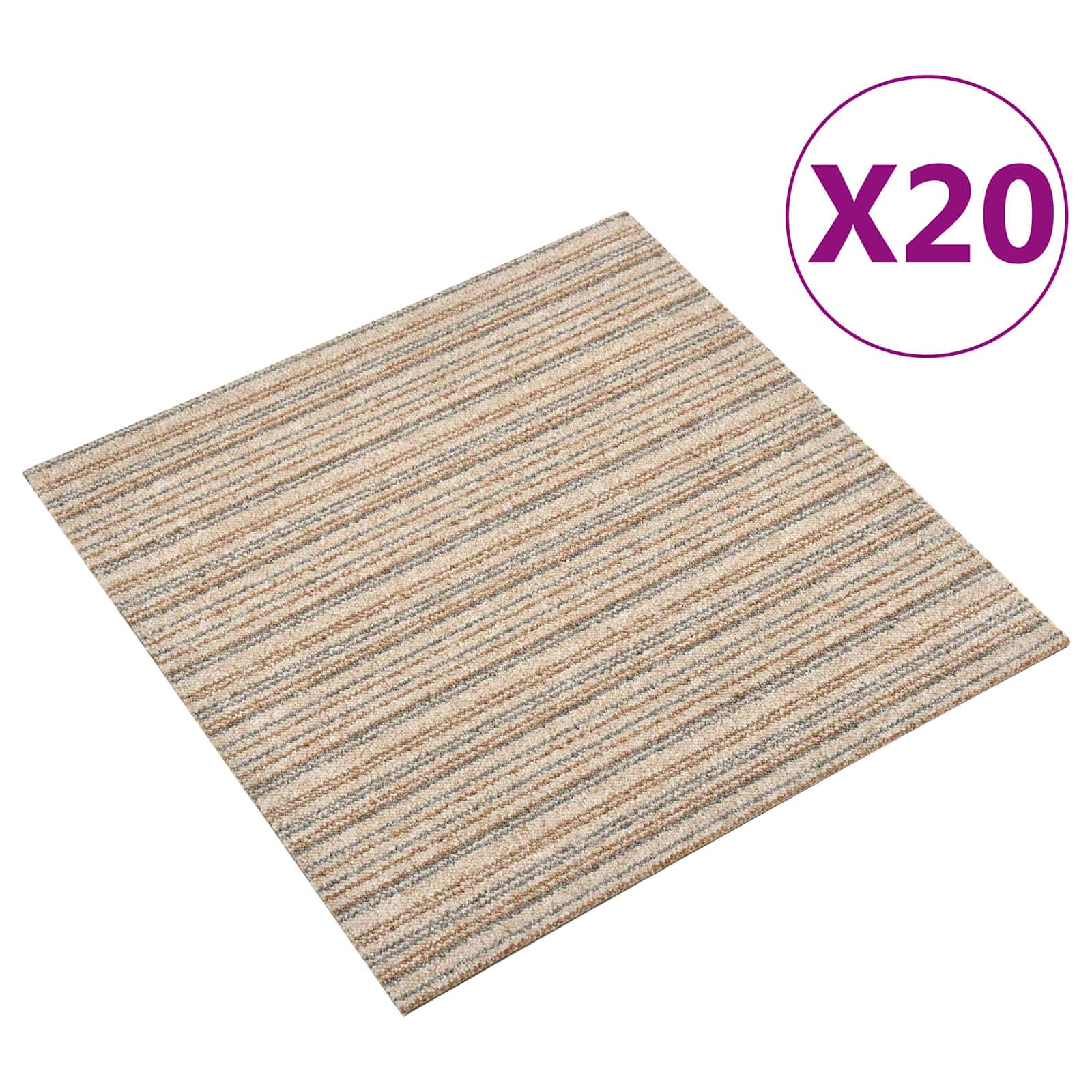Tapijt 20 st Gestreept Beige 50 x 50 cm 100% Polypropyleen