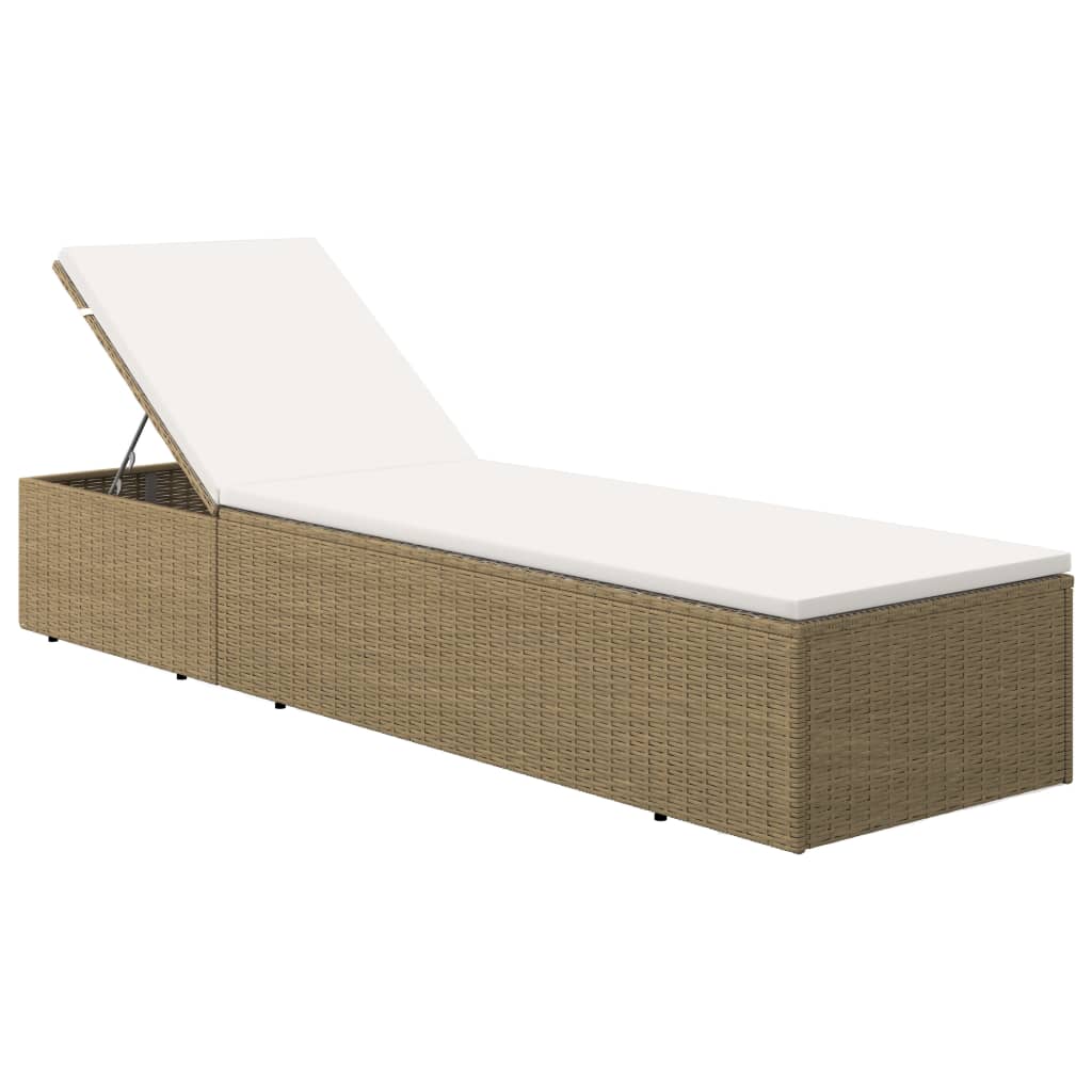 Ligbed poly rattan bruin en crèmewit