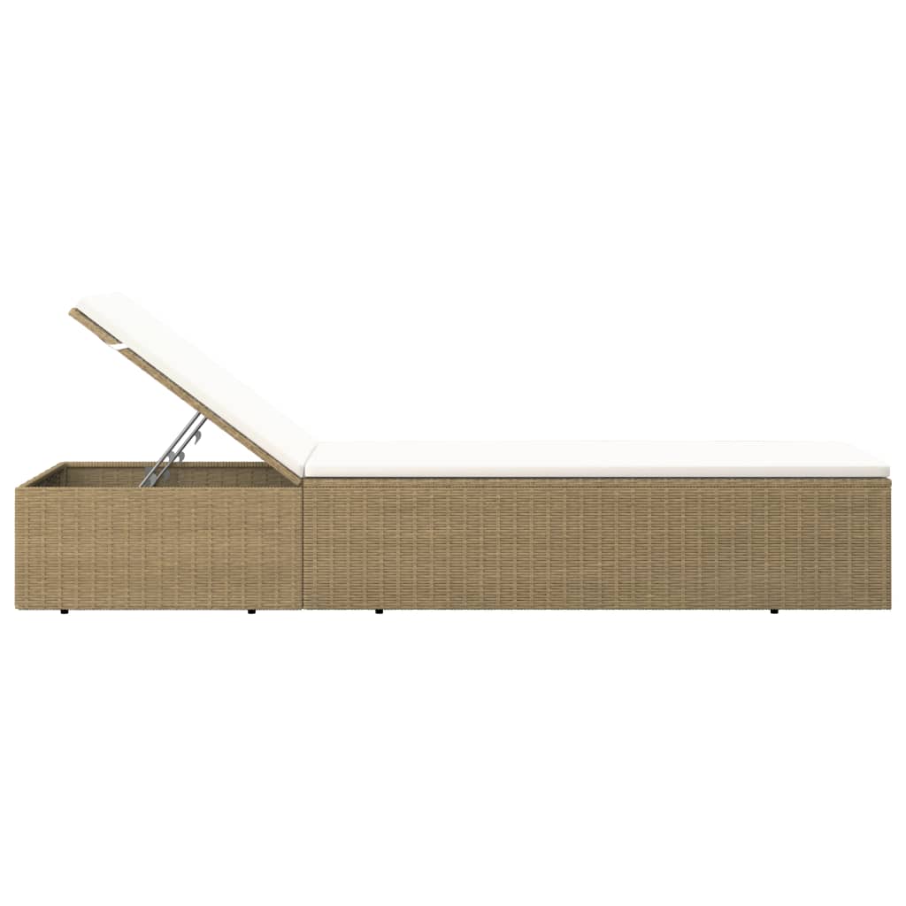Ligbed poly rattan bruin en crèmewit