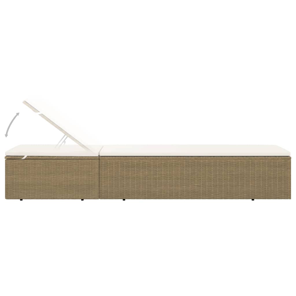 Ligbed poly rattan bruin en crèmewit