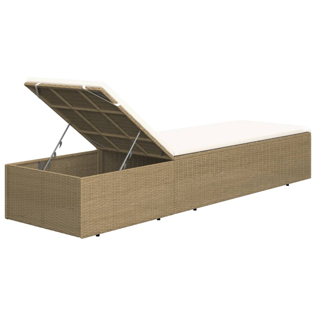 Ligbed poly rattan bruin en crèmewit
