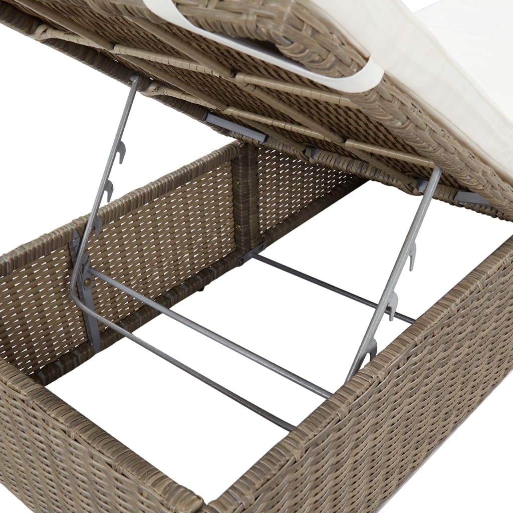 Ligbed poly rattan bruin en crèmewit