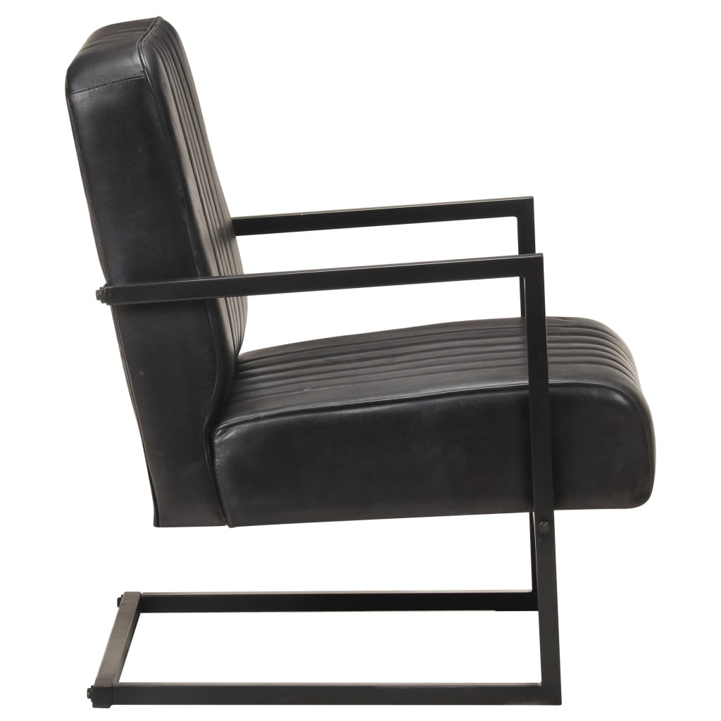 Fauteuil echt leer zwart