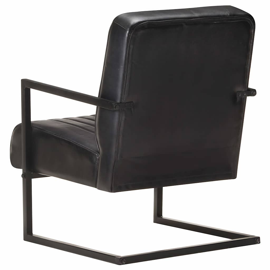 Fauteuil echt leer zwart