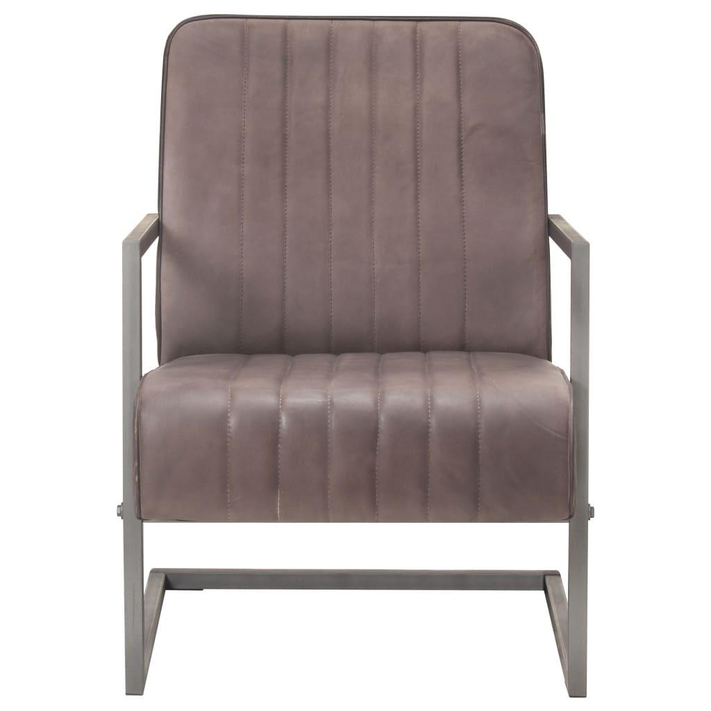Fauteuil echt leer verweerd bruin