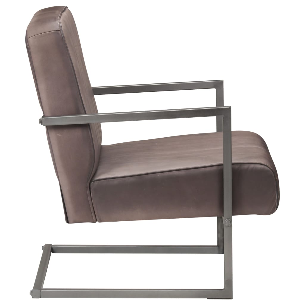 Fauteuil echt leer verweerd bruin
