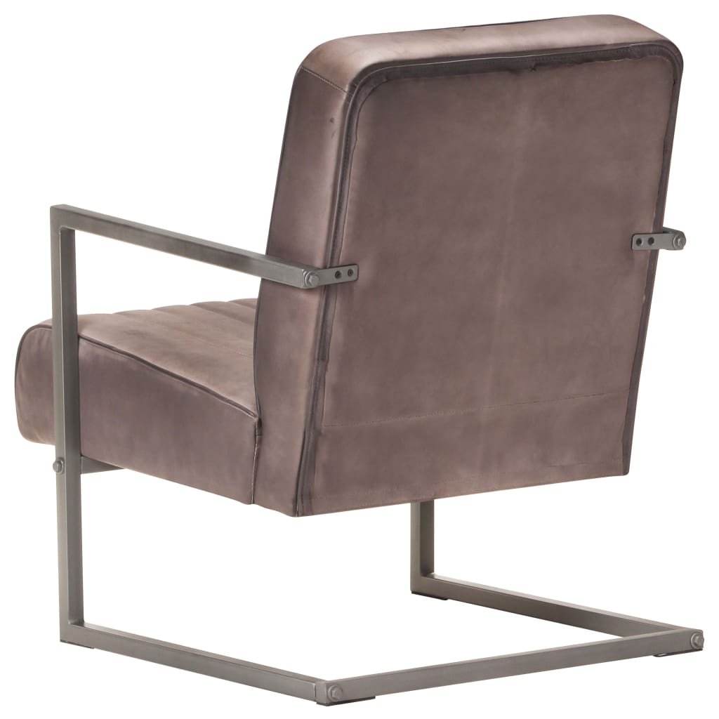 Fauteuil echt leer verweerd bruin