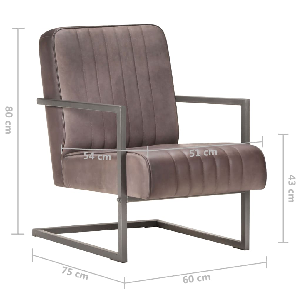Fauteuil echt leer verweerd bruin