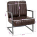 Fauteuil echt leer verweerd bruin
