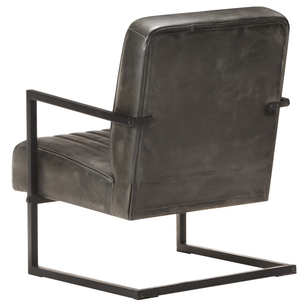 Fauteuil echt leer verweerd grijs
