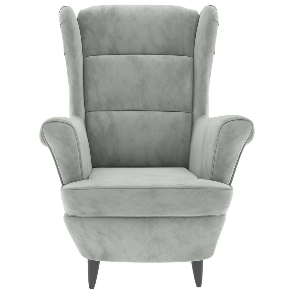 Fauteuil fluweel lichtgrijs
