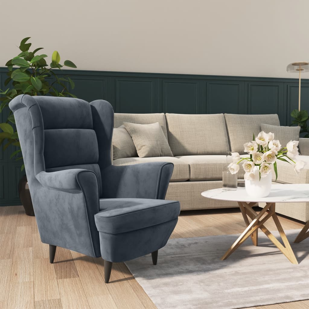 Fauteuil fluweel donkergrijs